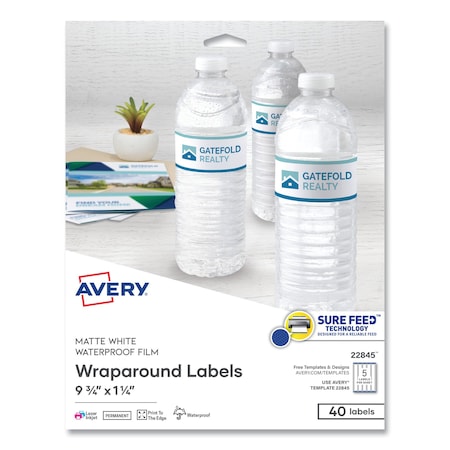 Avery Dennison Wrap Labels, 40 PK, White, PK40 72782